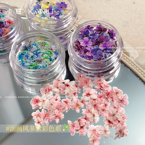 卡妞美甲干花ins风莫奈花园素材