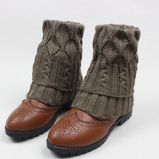 秋冬韩版潮宽松百搭提花短款脚套韩国袜套堆堆袜女靴套毛线鞋套