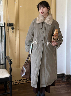 好在 北海初雪 小个子150巴恩风可拆卸仿水貂毛领90白鸭绒羽绒服