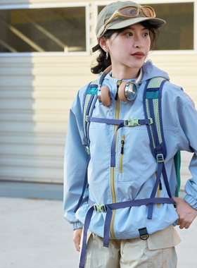 好在 山系探险 小个子150户外防水防风徒步登山冰川蓝冲锋衣外套