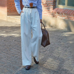 裤 好在 小个子150复古中性直筒压褶果实扣白色西装 少年 秋 意式