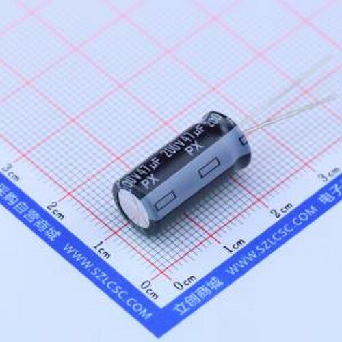 200PX47MEFC10X20 直插铝电解电容 47uF ±20% 200V 插件,D10xL20