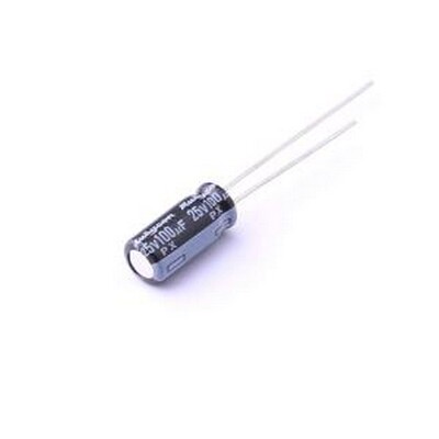 25PX100MEFC5X11 直插铝电解电容 100uF ±20% 25V 插件,D5xL11mm