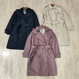 外贸英国尾货冬季女士90羽绒服中长款保暖纯棉腰带时装款羽绒风衣