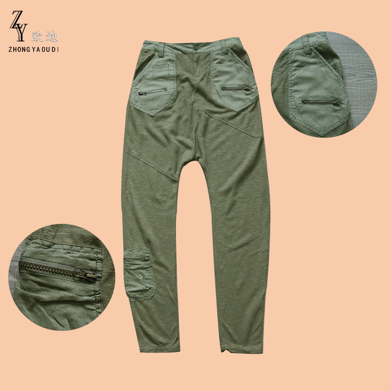 细微瑕疵外贸西班牙春夏棉质款女士长裤高腰休闲裤大码宽松小脚