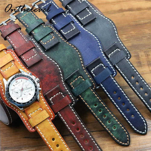 手工擦色复古真皮手表带2022mm