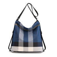 2020 New multi-purpose backpack for women, fashionable water-repellent single-shoulder women's backpack, checkered fabric women's bag thumbnail 3