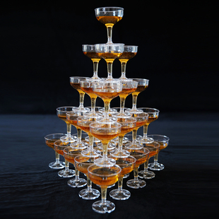 亚克力香槟杯塑料高脚杯婚礼庆典开业酒吧婚庆道具香槟塔塑料酒杯