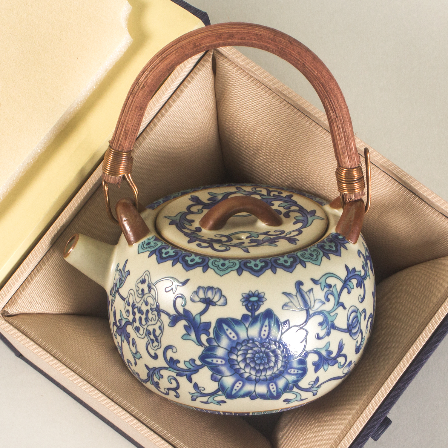 复古270ml青花汝窑提梁壶