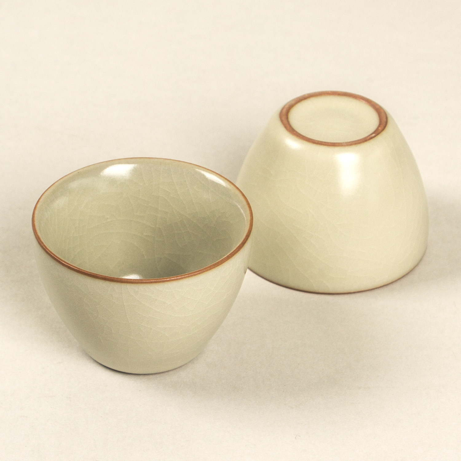 简约汝窑开片可养35ml小茶杯