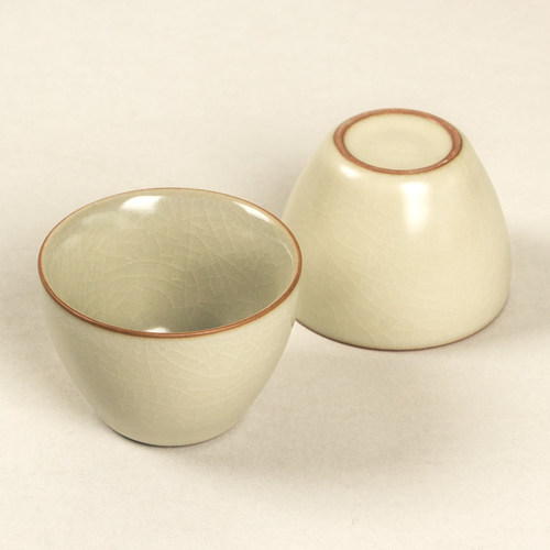 简约汝窑开片可养35ml小茶杯