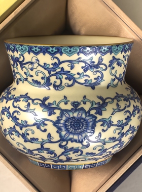 正品汝瓷650ml汝窑建水功夫茶具水盂桌面茶渣缸茶水桶青花茶洗