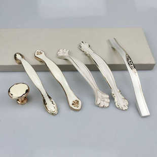 锌合金拉手衣柜橱柜抽屉门家具拉手象牙白现代简欧式鞋柜柜门把手