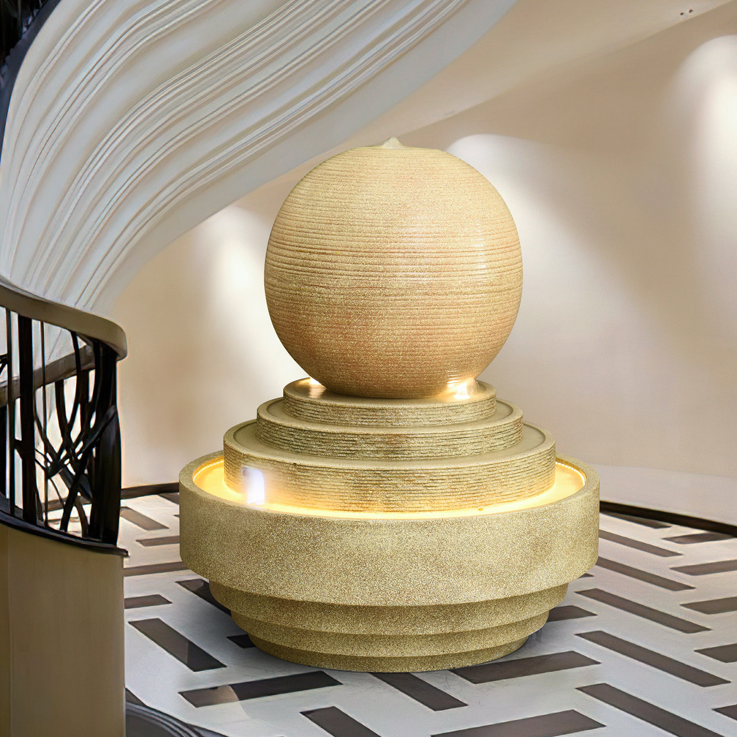 大型圆球流水喷泉摆件创意庭院落地鱼池水景室内户外招财转运装饰