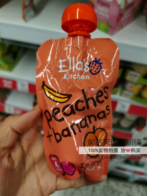 Британский Ella's Kitchen Aila's kitchen персик и банан смесь mud+ апрель+