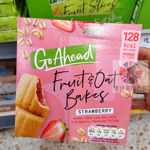 英国代购Go Ahead 水果燕麦夹心烘焙条系列苹果/草莓口味 6 x 35g