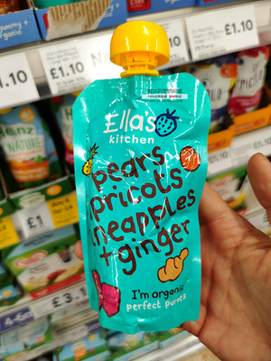 英国Ella's Kitchen艾拉的厨房梨杏子菠萝和姜混合泥4月+