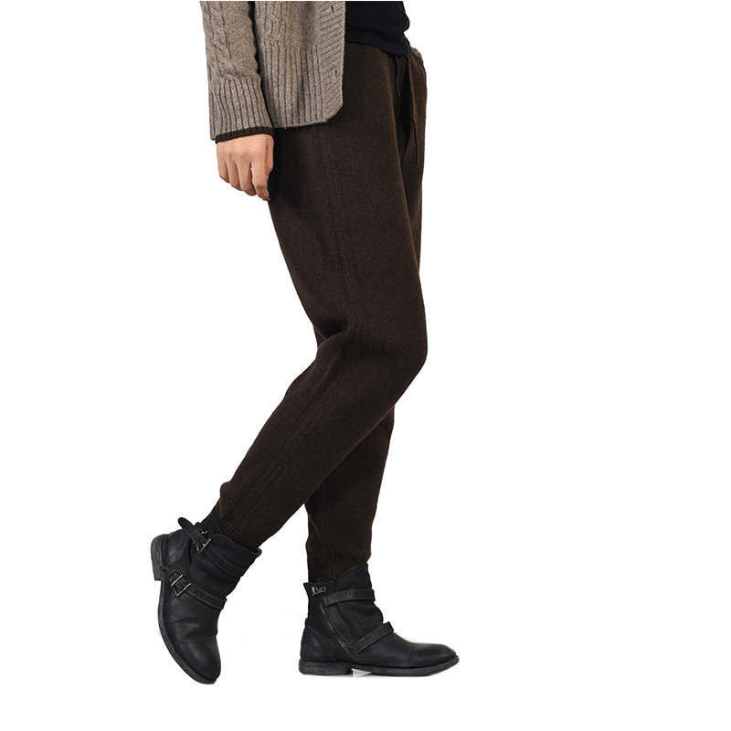 秋冬加厚工艺耐磨休闲针织牦牛绒原色藏蓝色百搭复古保暖休闲裤