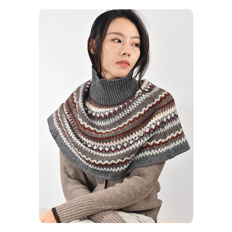 定制加厚牦牛绒澳毛混纺套头斗篷披肩围巾