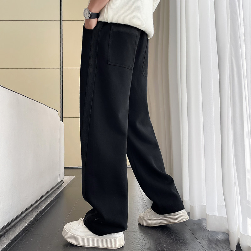 2024冬季网红卫裤宽松痞帅休闲加绒弯刀裤男Z810-P75常规P65,男装休闲裤,星座1104（原A460）
