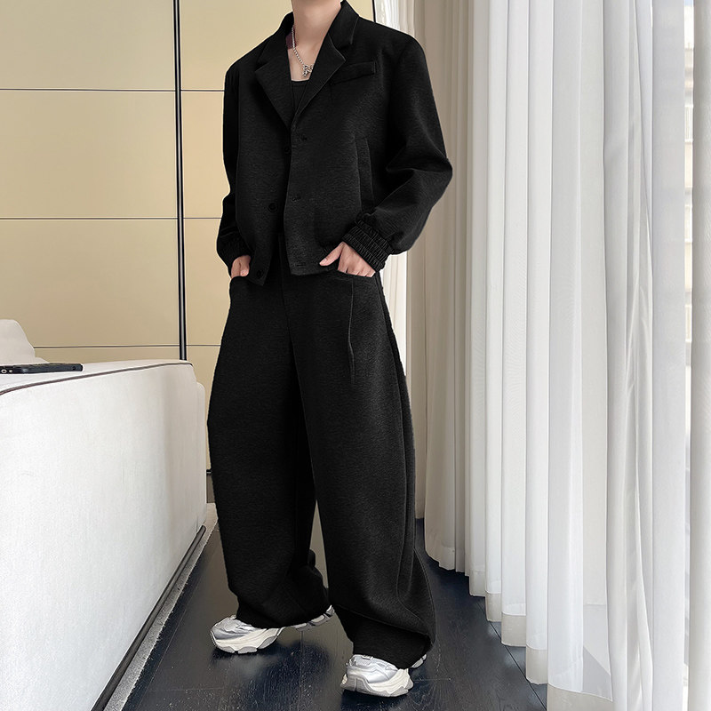 2024冬季网红短款垫肩套装西装领两件套男MT10-P165加绒P175,男装西服套装,星座1104（原A460）