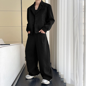2024冬季网红短款垫肩套装西装领两件套男MT10-P165加绒P175