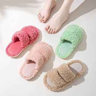 wool cotton candy New slippers bar double curled home colo