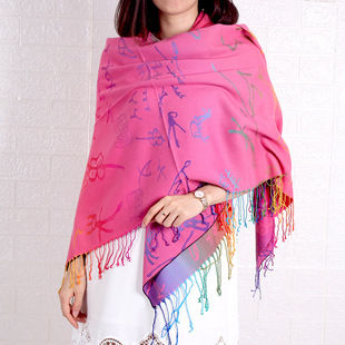 New retro ethnic thick warm cloak floral scarf imitating ca
