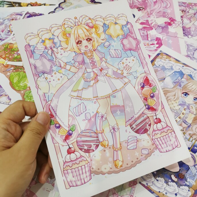 少女可爱动漫女生全身海报临摹卡日系萌卡漫初级漫画画室美术卡片