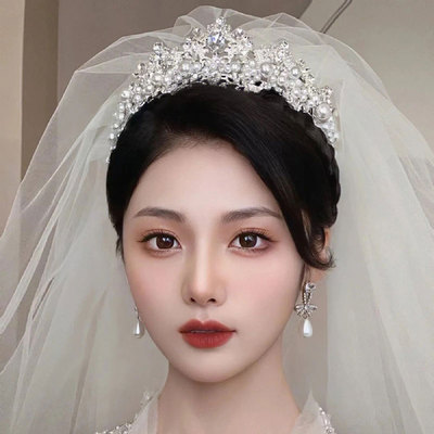 新娘韩式皇冠奢华珍珠闪钻公主头饰生日旅拍礼服配饰婚纱结婚发饰
