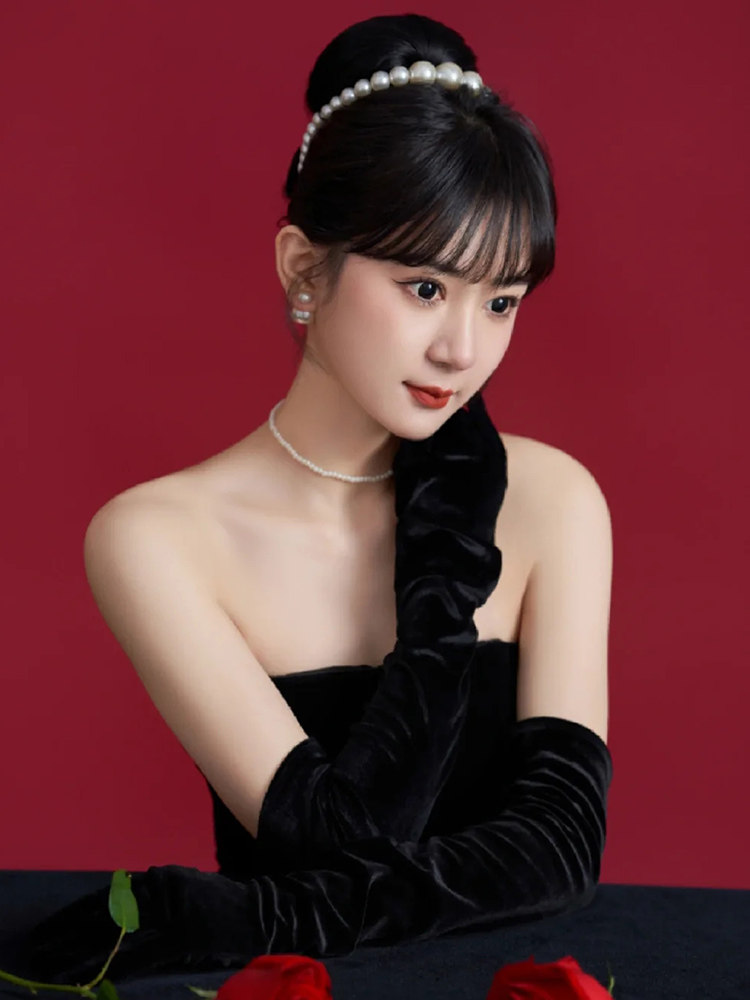 欧美大气珍珠发箍耳环港风复古赫本风耳钉新娘森系发饰结婚跟妆