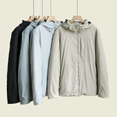 柔软简约休闲保暖夹棉外套防泼水防风 连帽棉服 冬k 男士 轻量化