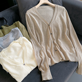 无补 春秋款 40羊毛 特 女士V领纯色开衫 毛衣 女装