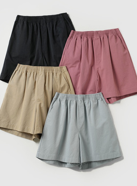 86669 酵素水洗全棉 女士纯棉轻薄短裤 显瘦直筒三分裤 休闲裤