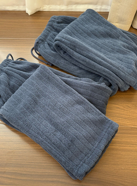 87684 福利 散口+收口 男士雪粒绒家居裤 保暖睡裤 厚实长裤