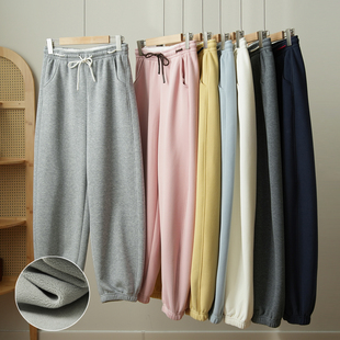 女装 一条过冬440g 冬款 休闲百搭运动风长裤 女士松紧腰束口卫裤
