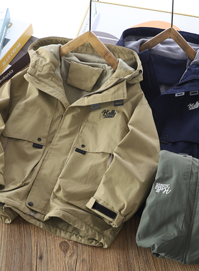 85357 工装风 儿童防风摇粒绒外套 男童连帽上衣中大童童装秋冬款