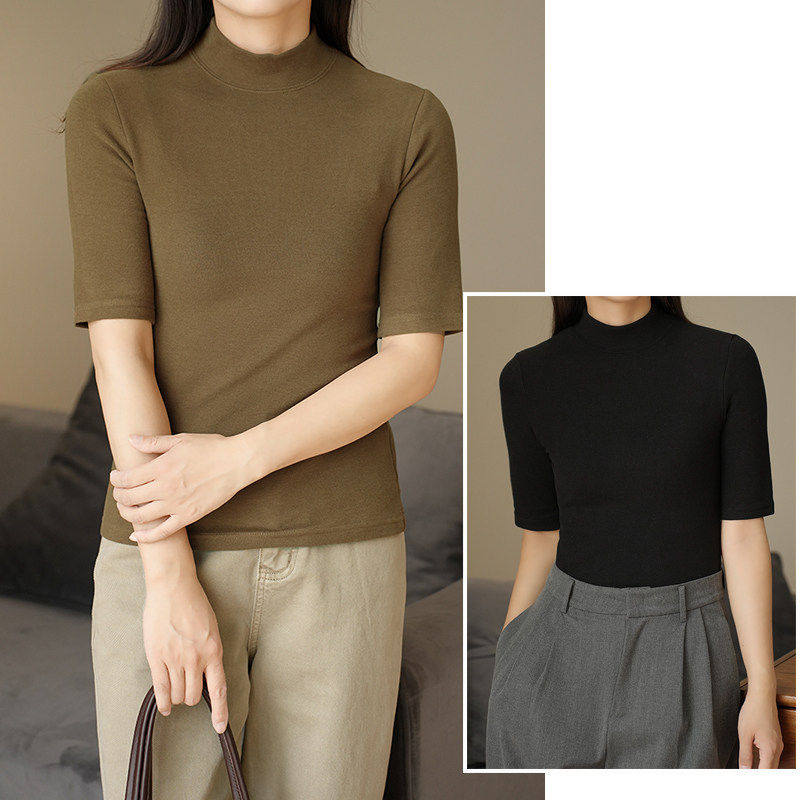 特 冬季穿的五分袖蓄热暖绒 女士半高领打底衫 秋冬款 女装