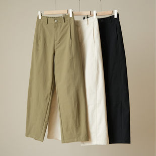 女装 高腰显瘦弯刀裤 春款 直筒百搭长裤 女士抗皱通勤裤 弧形窄版