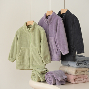 87489 大童 A类面料珊瑚绒儿童家居服套装 男女童睡衣睡裤 秋冬