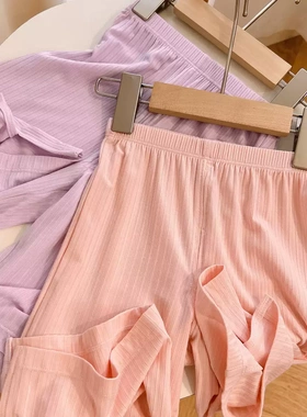 79415 清库 儿童坑条七分裤女童阔腿裤 中大童