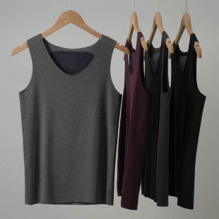 320g 保暖内衣打底衫 后背贴片 无痕V领保暖背心 男士 特