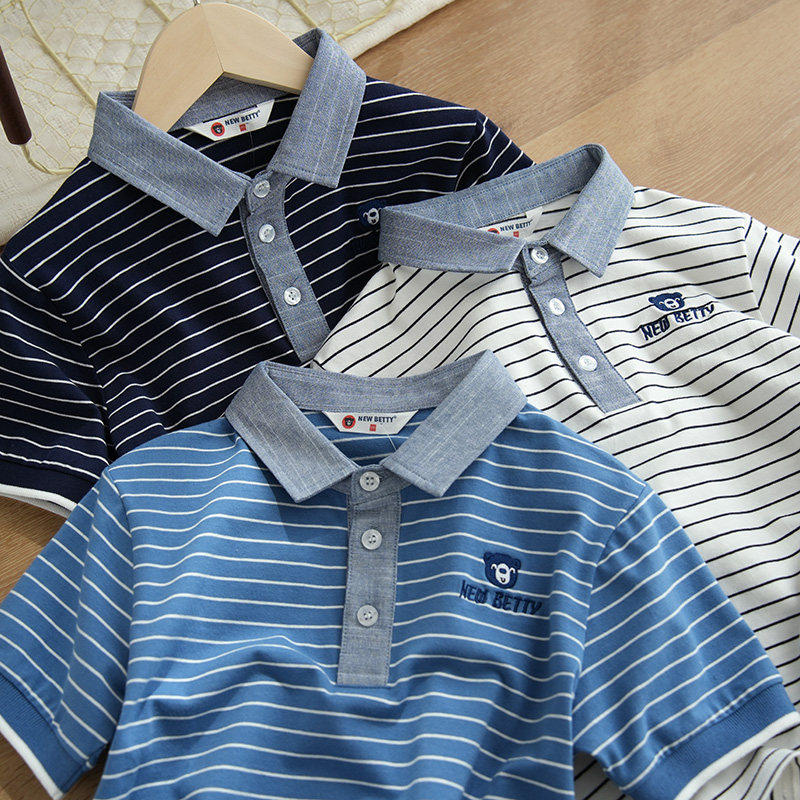 特 32支精梳纱 儿童条纹POLO衫 男童翻领薄款短袖T恤 中大童 夏款,童装/婴儿装/亲子装,T恤,淘宝优惠券,粉丝福利购,淘宝优惠卷