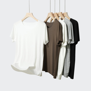 A类优可丝木纤维 T恤大码 女士随心裁薄款 纯色修身 夏 短袖 24025