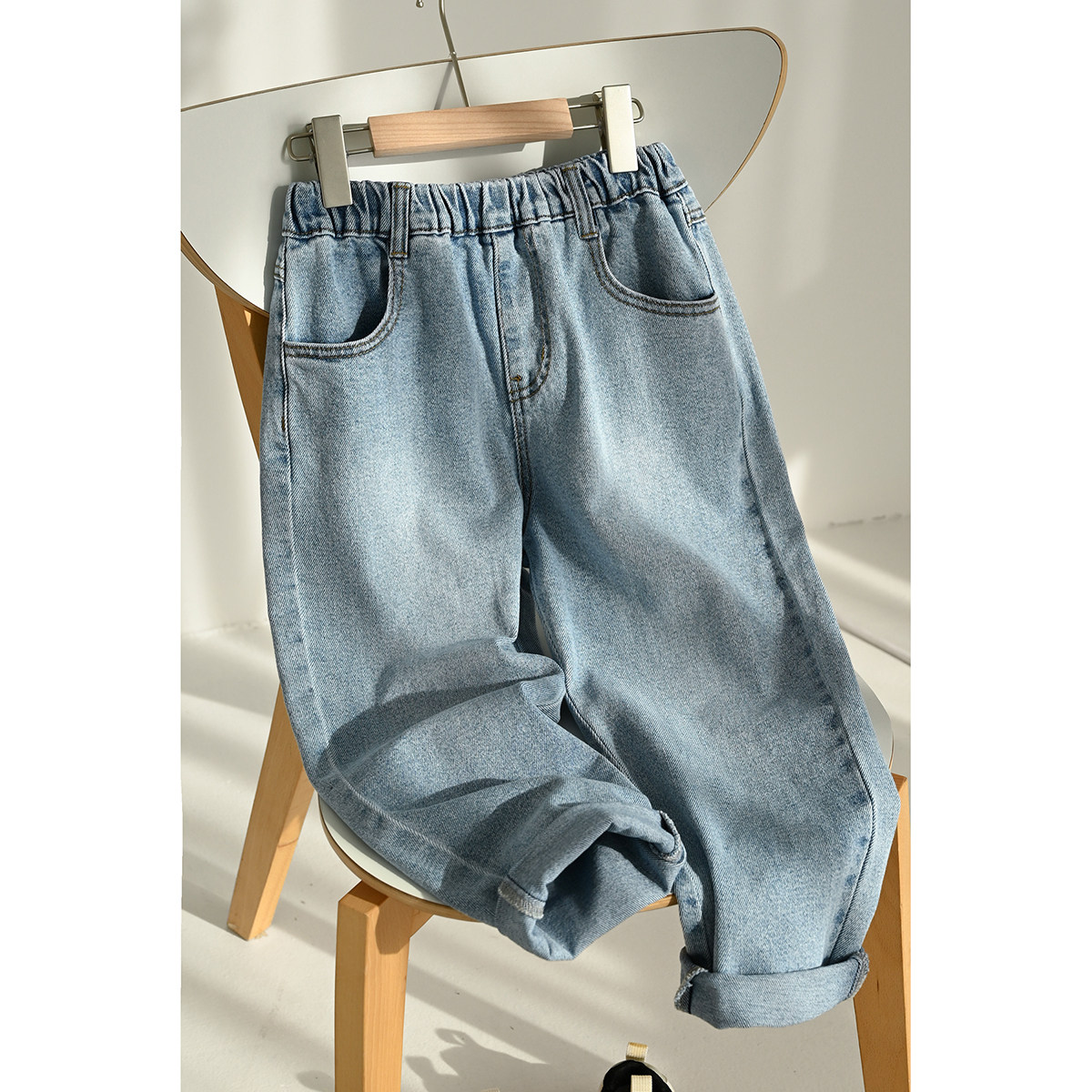 男女童直筒裤水洗纯棉牛仔裤