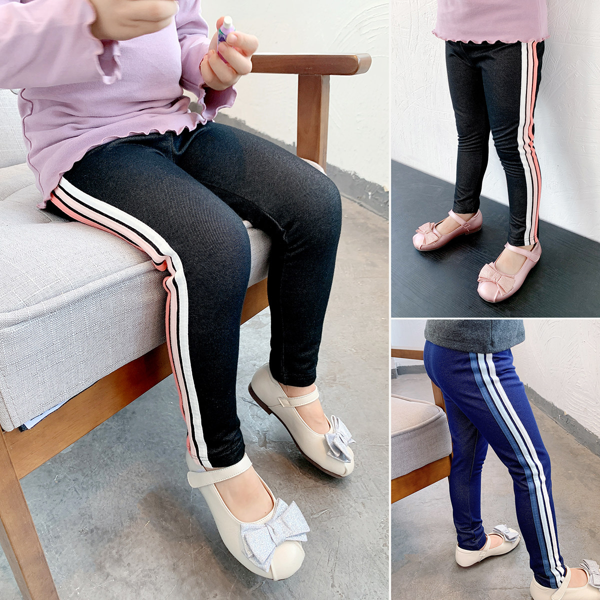 74493 清库 儿童侧条打底裤 男女童仿牛仔长裤 弹力休闲裤,童装/婴儿装/亲子装,裤子,淘宝优惠券,粉丝福利购,淘宝优惠卷