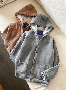 83650 清库 儿童纯棉双层连帽外套 男女童毛衣开衫 帽衫 秋冬