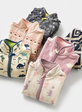 87529 A类儿童摇粒绒外套 男童女童卡通立领打底外搭保暖衣秋冬款