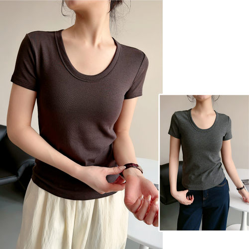 女士圆领短袖微宽松T恤春夏女装