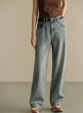 86038 棉+莱赛尔 女士微廓牛仔裤 显瘦长裤 水洗直筒裤 春季新款